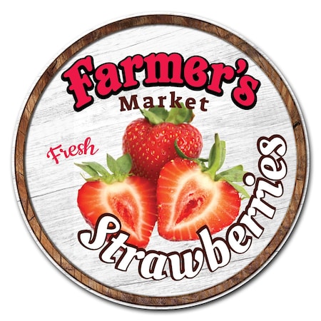 Farmers Market Strawberries Circle Vinyl Laminated Decal